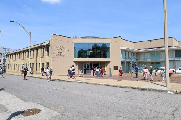 Photo of the outside of the National Civil Rights museum building in the US.