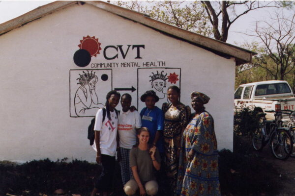 Group of women in front of CVT's office in Guinea