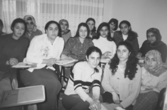 Black and white photo of a group of women from the organization in Turkey