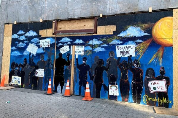 Urban mural art by protestors